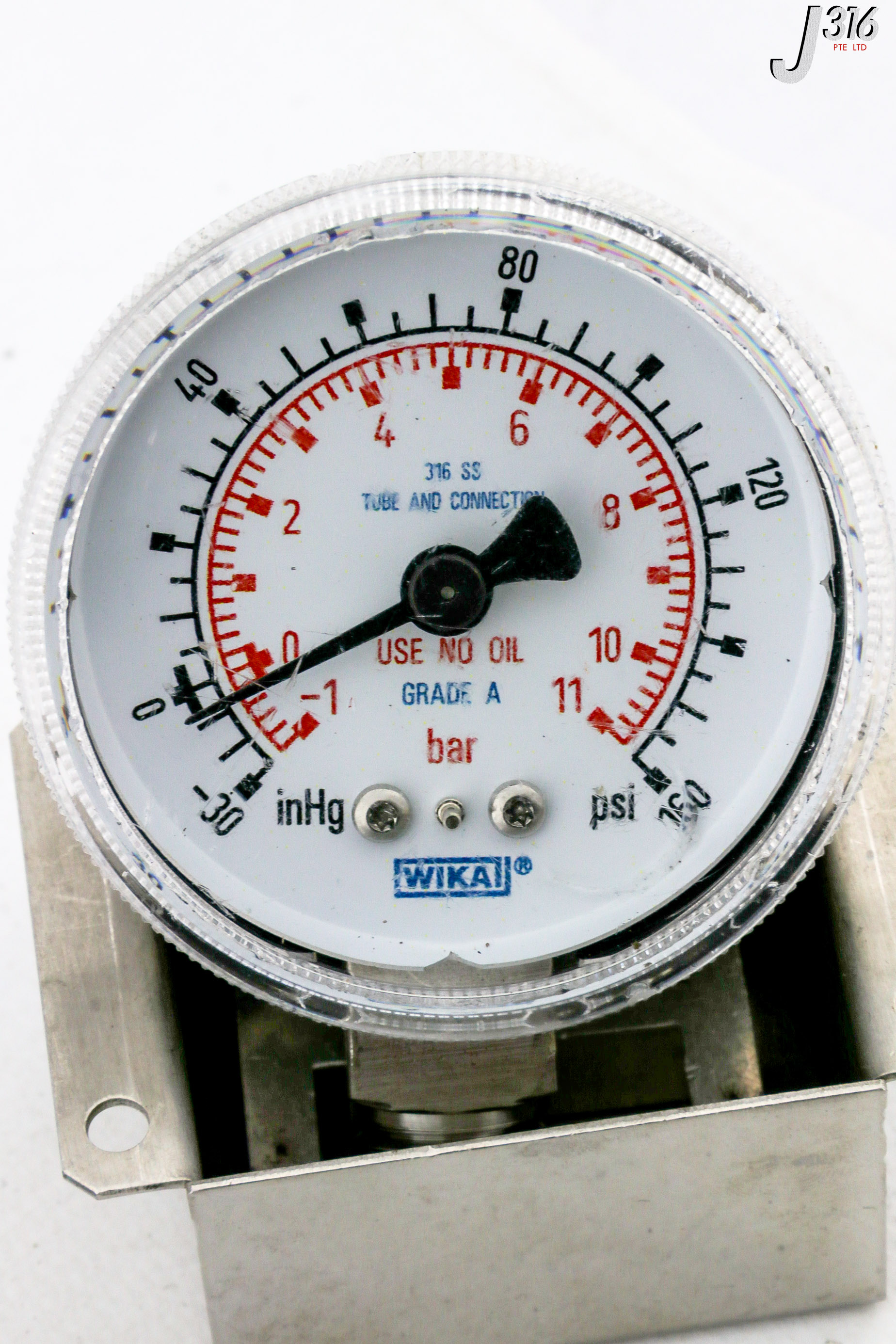 29447 WIKA PRESSURE GAUGE 30 160 PSI 316 SS TUBE AND CONNECTION